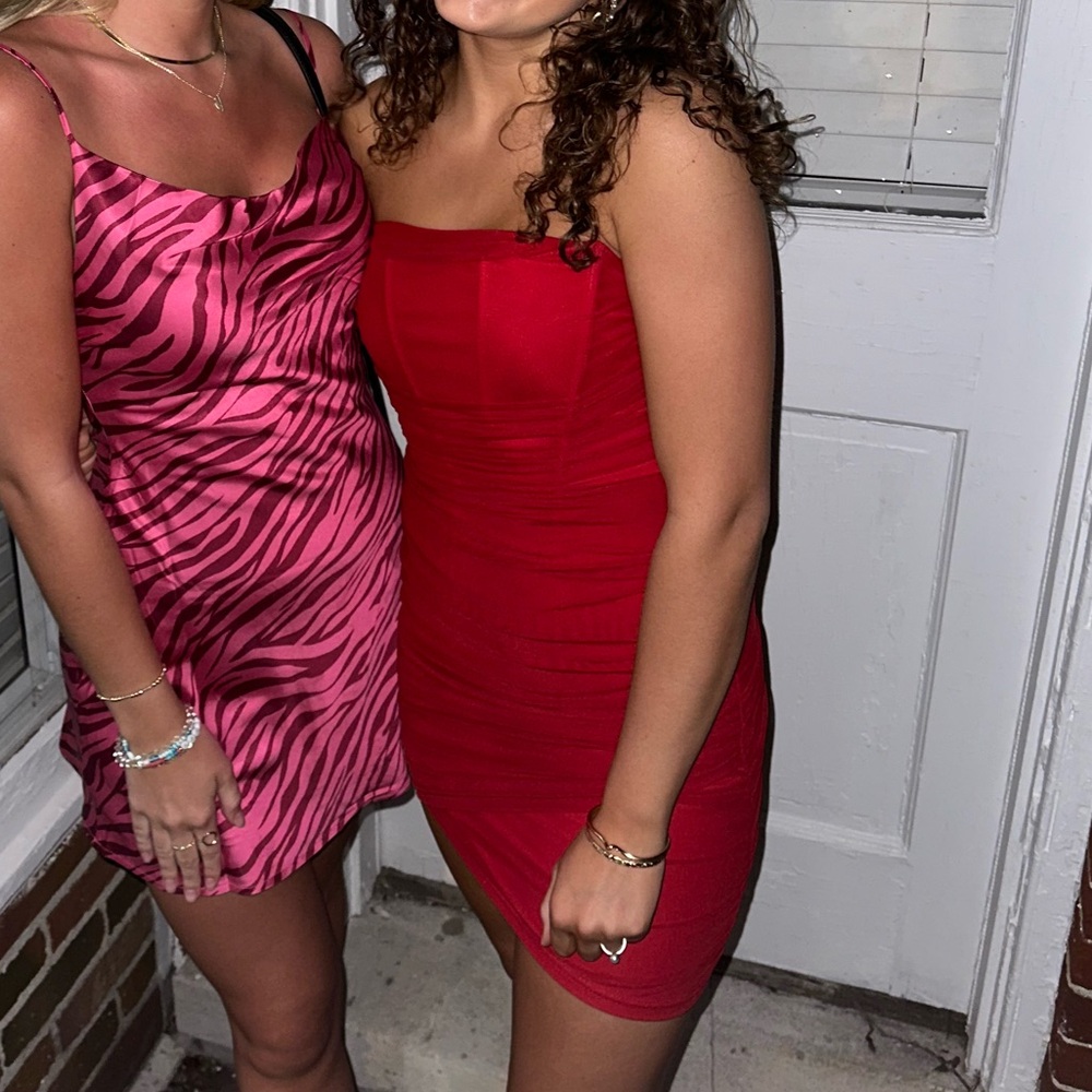 Red mini dress